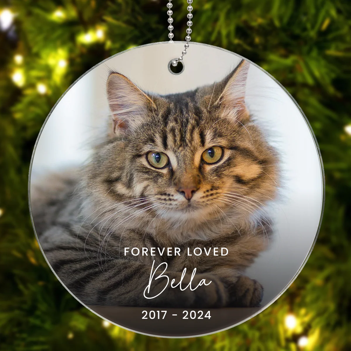 Custom Forever Loved Dog Cat Ornament, Dog Cat Remembrance Gift, Pet Memorial Christmas Decoration, Photo Keepsake - Image 3