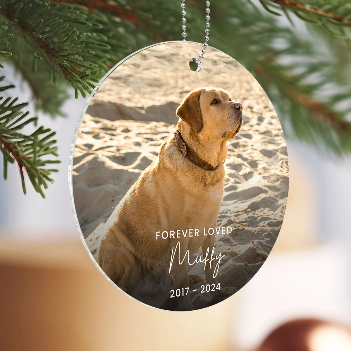Custom Forever Loved Dog Cat Ornament, Dog Cat Remembrance Gift, Pet Memorial Christmas Decoration, Photo Keepsake - Image 5