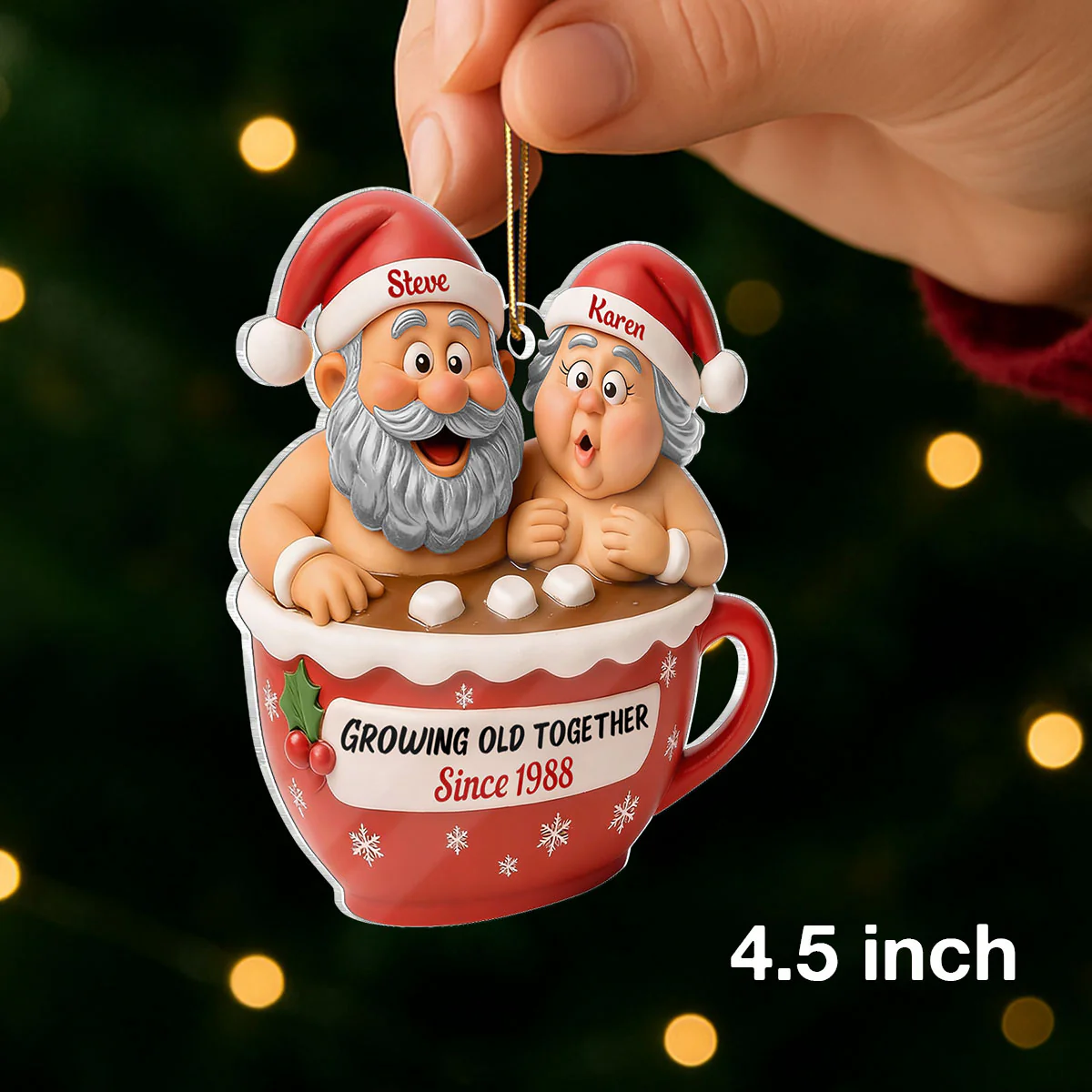 Custom Funny Couple Growing Old Together - Personalized Acrylic Ornament - Christmas Gift for him, for her - Image 2