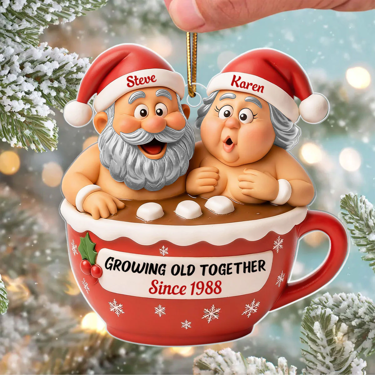 Custom Funny Couple Growing Old Together - Personalized Acrylic Ornament - Christmas Gift for him, for her - Image 4