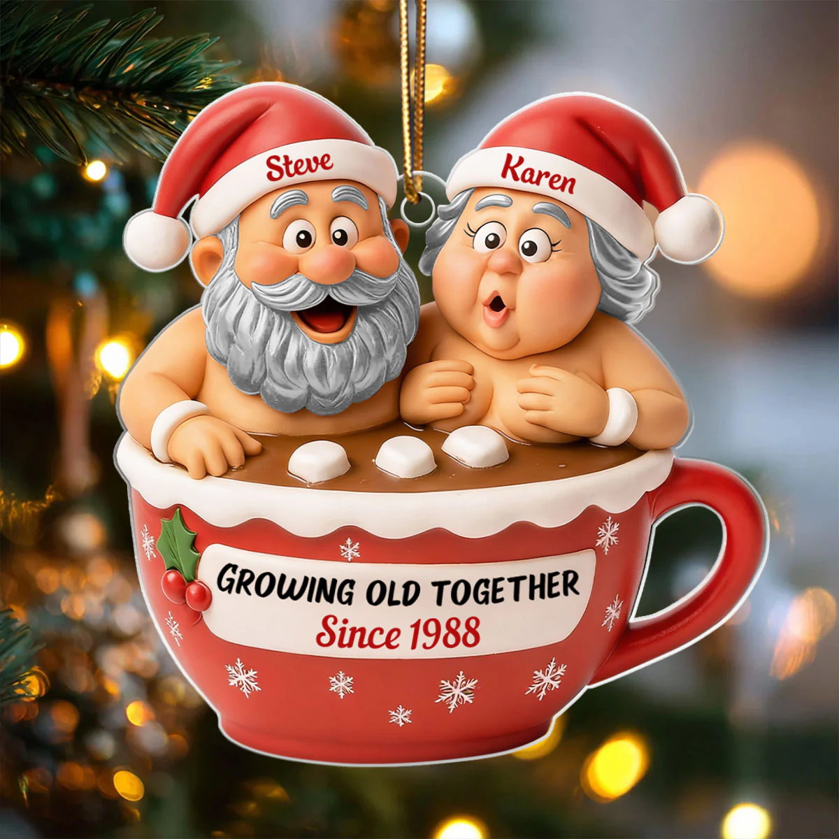 Custom Funny Couple Growing Old Together - Personalized Acrylic Ornament - Christmas Gift for him, for her - Image 5
