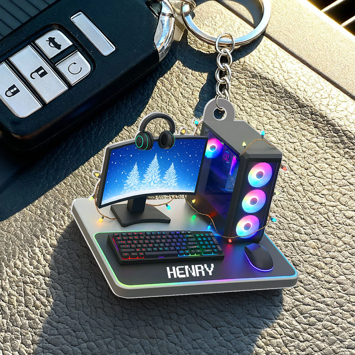 Custom Gamer Name PC Set Up - Personalized Acrylic Keychain - Custom Name Keyrings, Name Tag for Bottles, Backpacks - Image 2