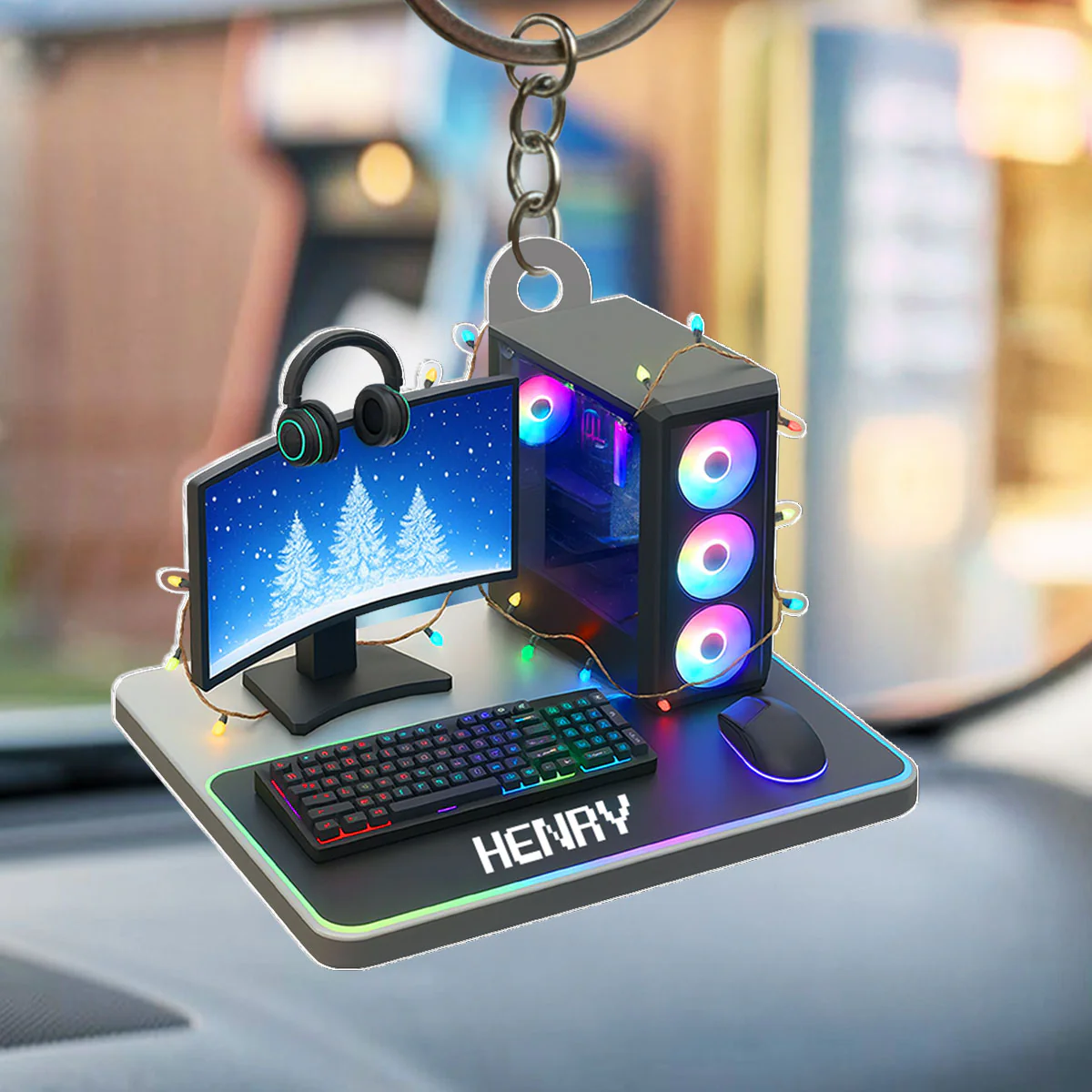 Custom Gamer Name PC Set Up - Personalized Acrylic Keychain - Custom Name Keyrings, Name Tag for Bottles, Backpacks - Image 5