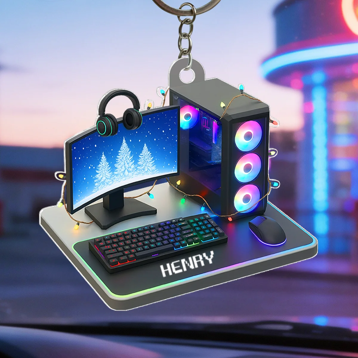 Custom Gamer Name PC Set Up - Personalized Acrylic Keychain - Custom Name Keyrings, Name Tag for Bottles, Backpacks - Image 7
