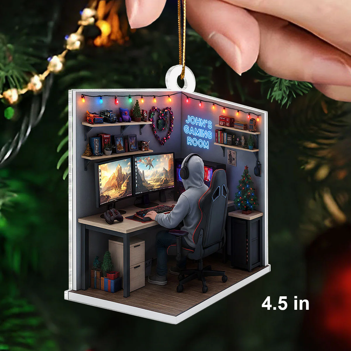 Custom Gaming Room - Personalized Acrylic Ornament - Christmas Gift for Gamers, Teen Boy, Teen Girl - Image 2