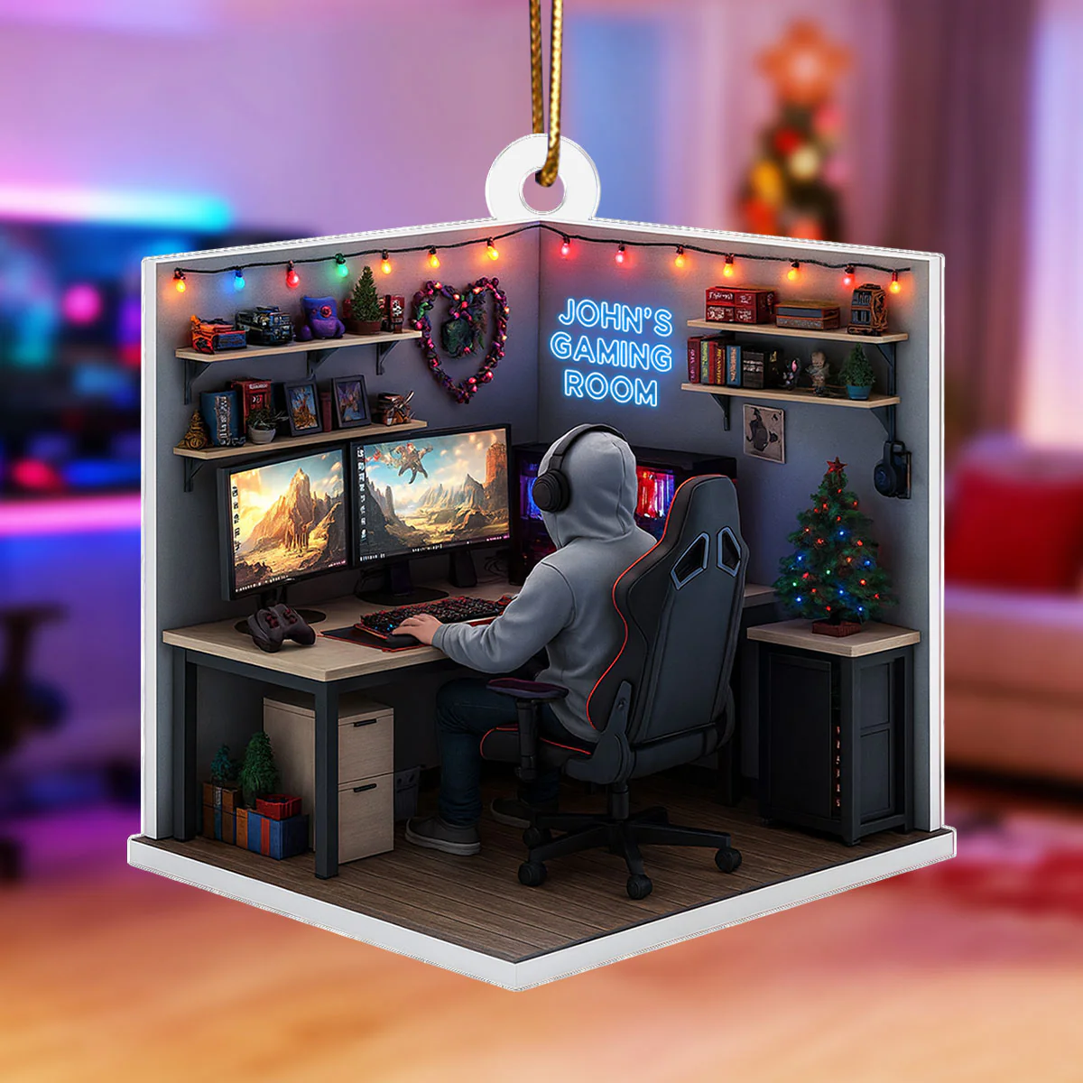Custom Gaming Room - Personalized Acrylic Ornament - Christmas Gift for Gamers, Teen Boy, Teen Girl - Image 3