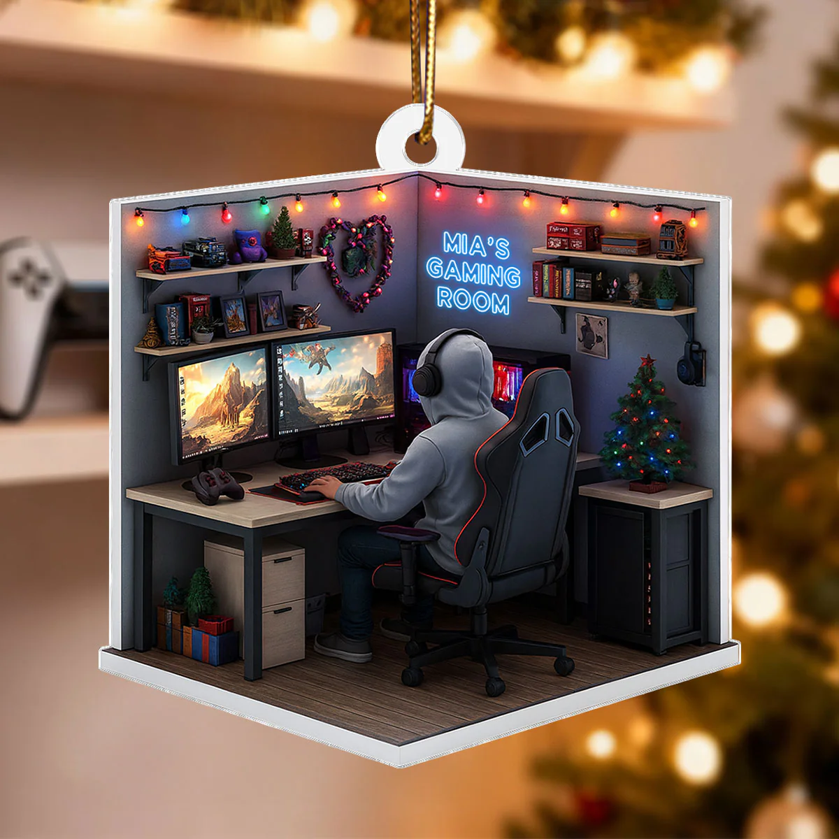 Custom Gaming Room - Personalized Acrylic Ornament - Christmas Gift for Gamers, Teen Boy, Teen Girl - Image 4