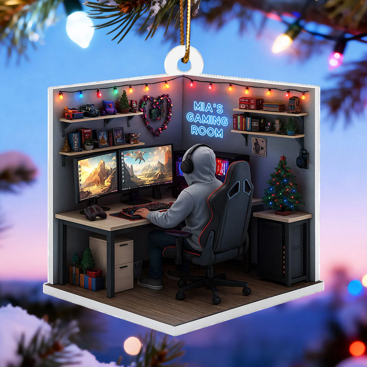 Custom Gaming Room - Personalized Acrylic Ornament - Christmas Gift for Gamers, Teen Boy, Teen Girl - Image 5
