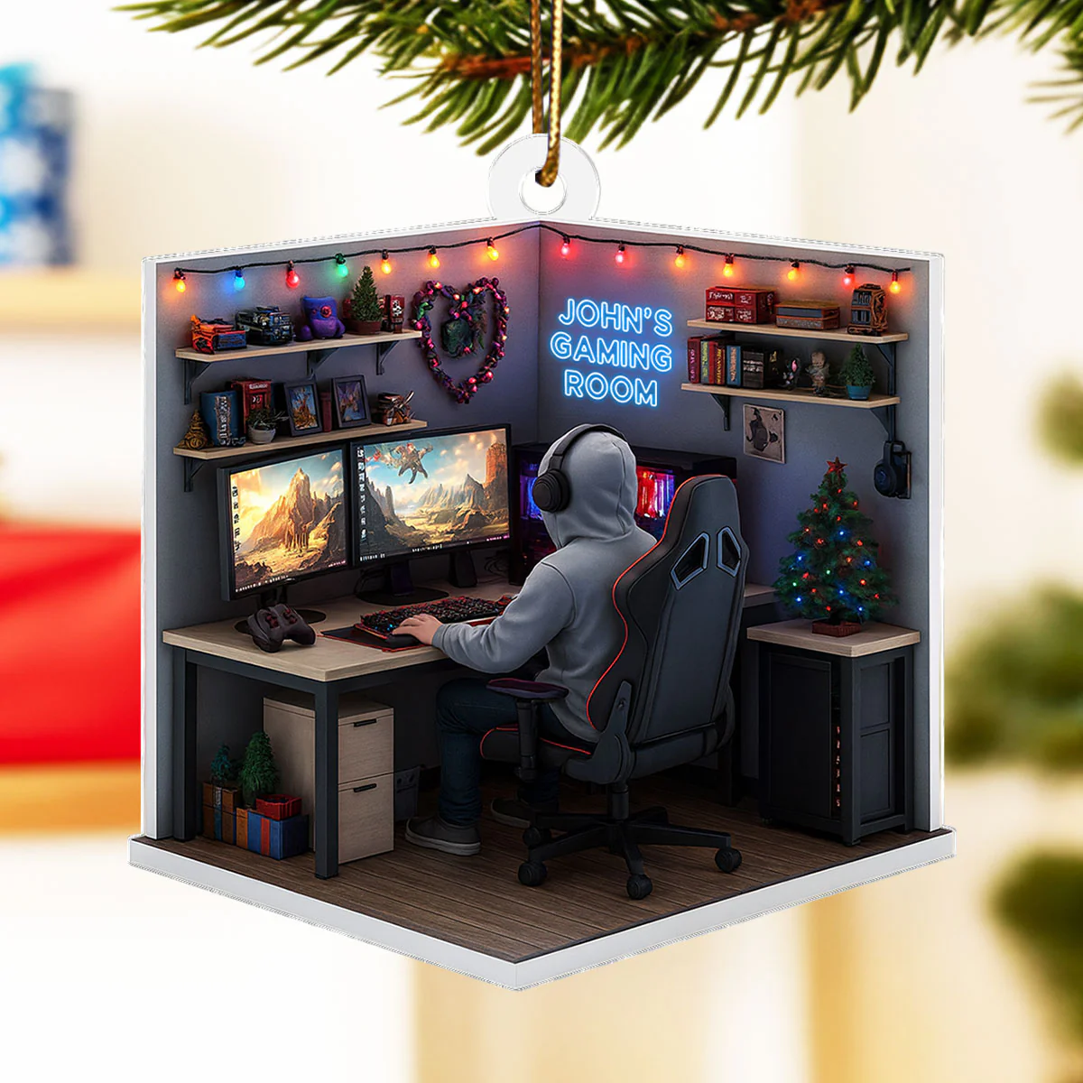 Custom Gaming Room - Personalized Acrylic Ornament - Christmas Gift for Gamers, Teen Boy, Teen Girl - Image 6
