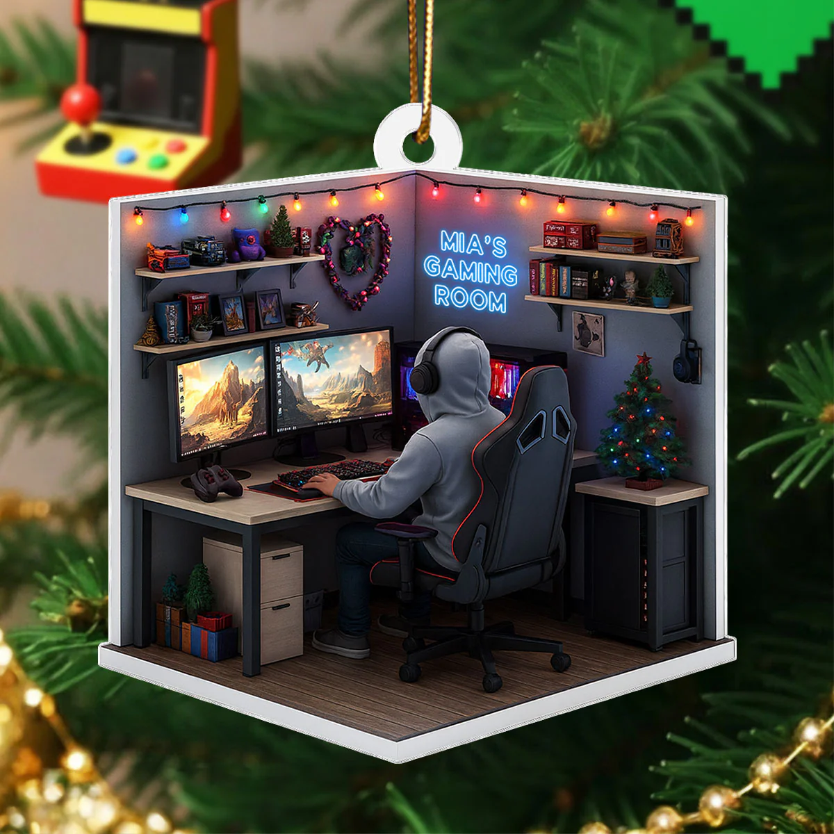 Custom Gaming Room - Personalized Acrylic Ornament - Christmas Gift for Gamers, Teen Boy, Teen Girl - Image 7