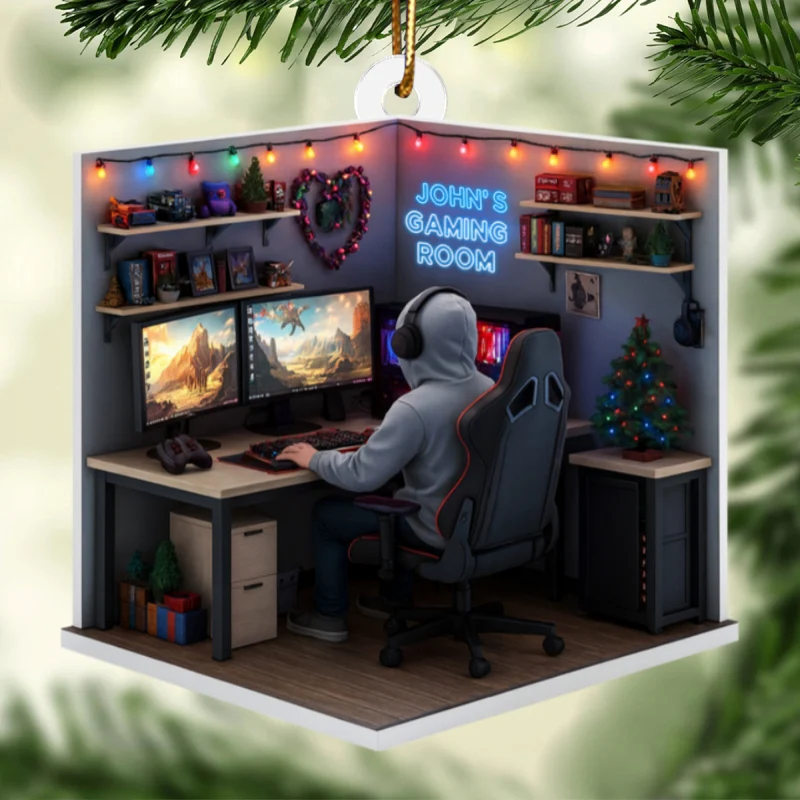 Custom Gaming Room - Personalized Acrylic Ornament - Christmas Gift for Gamers, Teen Boy, Teen Girl - Image 9
