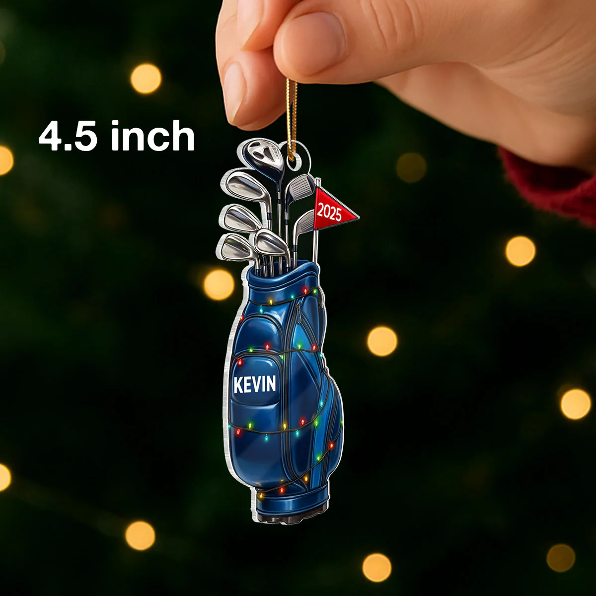 Custom Golf Bag - Personalized Acrylic Ornament - Christmas Gift for Golf Lovers, Gift for him, Dad, Grandpa - Image 2