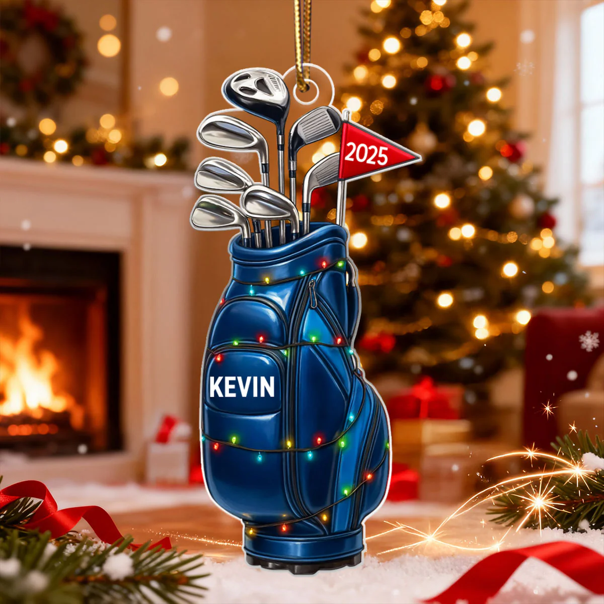 Custom Golf Bag - Personalized Acrylic Ornament - Christmas Gift for Golf Lovers, Gift for him, Dad, Grandpa - Image 3