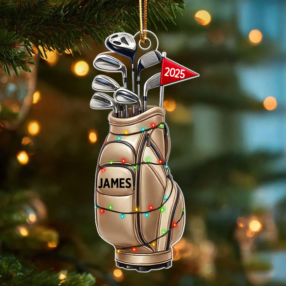 Custom Golf Bag - Personalized Acrylic Ornament - Christmas Gift for Golf Lovers, Gift for him, Dad, Grandpa - Image 4