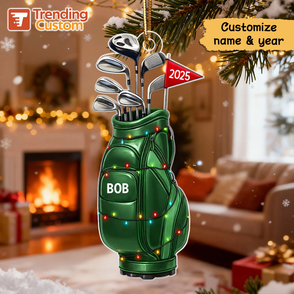 Custom Golf Bag - Personalized Acrylic Ornament - Christmas Gift for Golf Lovers, Gift for him, Dad, Grandpa - Image 6
