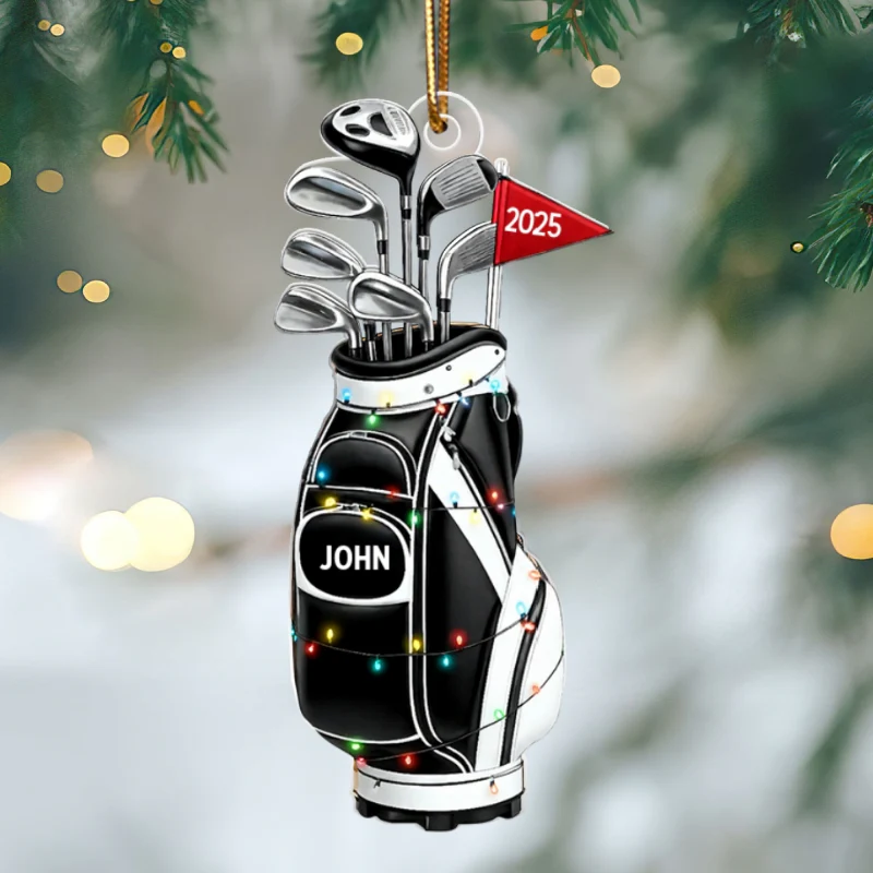 Custom Golf Bag - Personalized Acrylic Ornament - Christmas Gift for Golf Lovers, Gift for him, Dad, Grandpa - Image 9