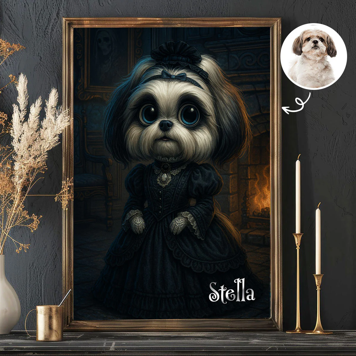 Custom Gothic Pet Portrait from Photo Personalized Poster, Halloween Decor, Gift for Pet Lovers - Image 5
