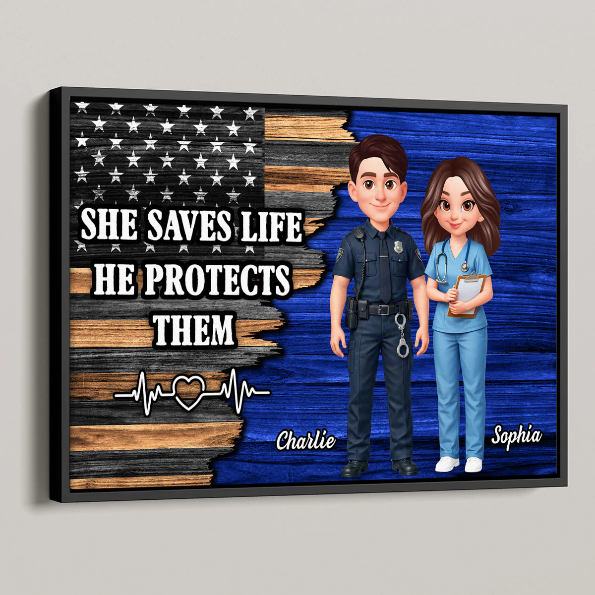 Custom Hero Couple Occupation Nation Flag - Personalized Poster - Heartfelt Gift for Him, for Her - Image 7