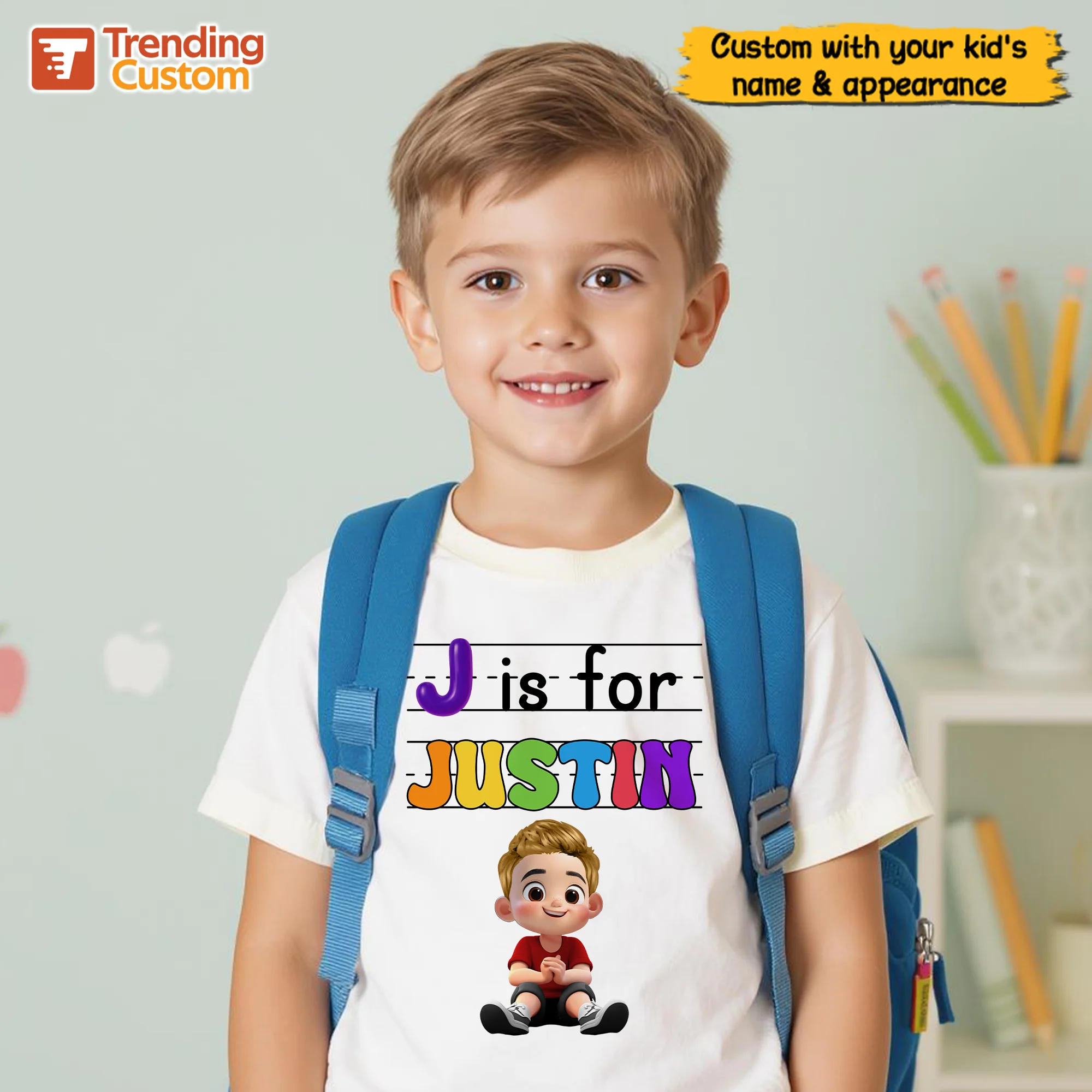 Custom Kids Name Back To School Personalized Shirt, Toddler First Day of School Tee Kindergarten Shirt With Name, First Day School Outfit - Image 11