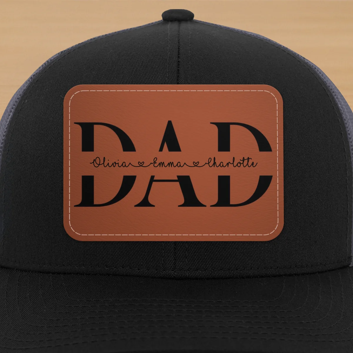 Custom Kids Name Personalized Dad Gift, Leather Patch Hat, Dad and Kids Trucker Hat, Father's Day Gift for Dad, Grandpa - Image 11