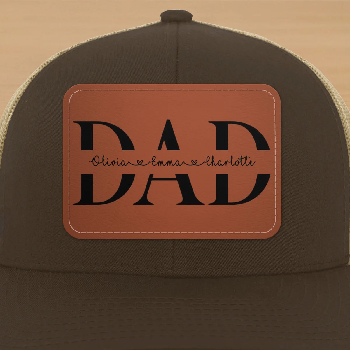 Custom Kids Name Personalized Dad Gift, Leather Patch Hat, Dad and Kids Trucker Hat, Father's Day Gift for Dad, Grandpa - Image 12