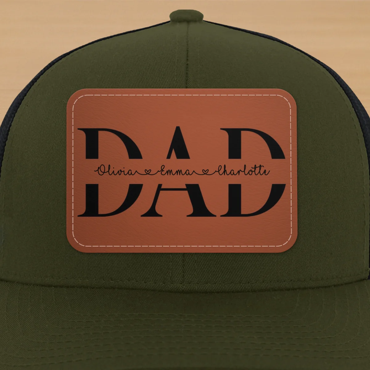 Custom Kids Name Personalized Dad Gift, Leather Patch Hat, Dad and Kids Trucker Hat, Father's Day Gift for Dad, Grandpa - Image 13