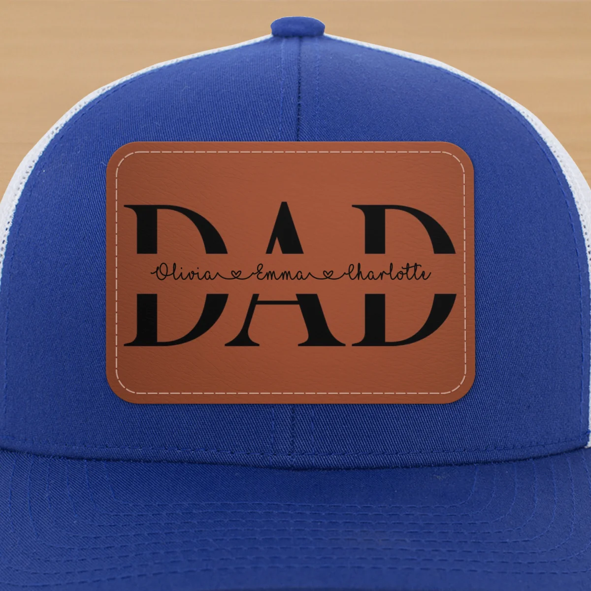 Custom Kids Name Personalized Dad Gift, Leather Patch Hat, Dad and Kids Trucker Hat, Father's Day Gift for Dad, Grandpa - Image 17