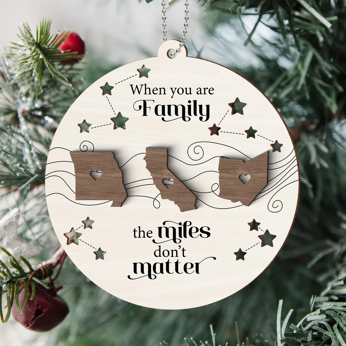 Custom Long Distance 2-Layer Wooden Ornament, Heartfelt Christmas Gift for Family, Friends, Sisters, Besties - Image 2