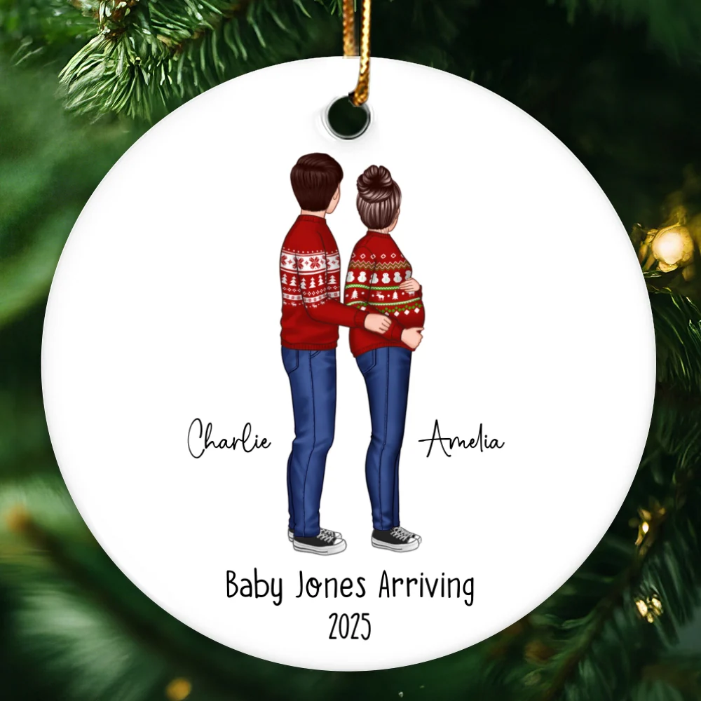 Custom Maternity Ornament, Personalized Expectant Parents, Pregnancy Announcement - Image 12