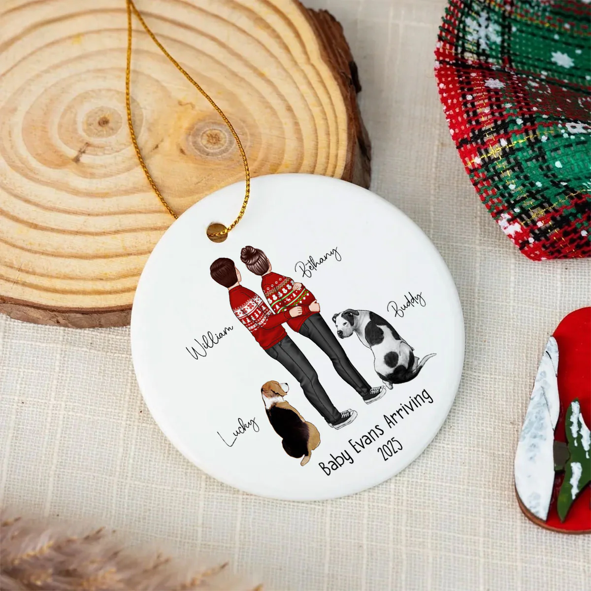 Custom Maternity Ornament, Personalized Expectant Parents, Pregnancy Announcement - Image 6