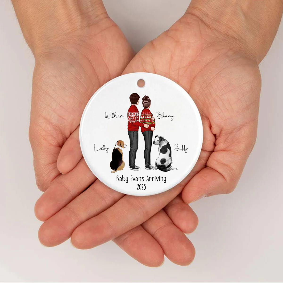 Custom Maternity Ornament, Personalized Expectant Parents, Pregnancy Announcement - Image 8