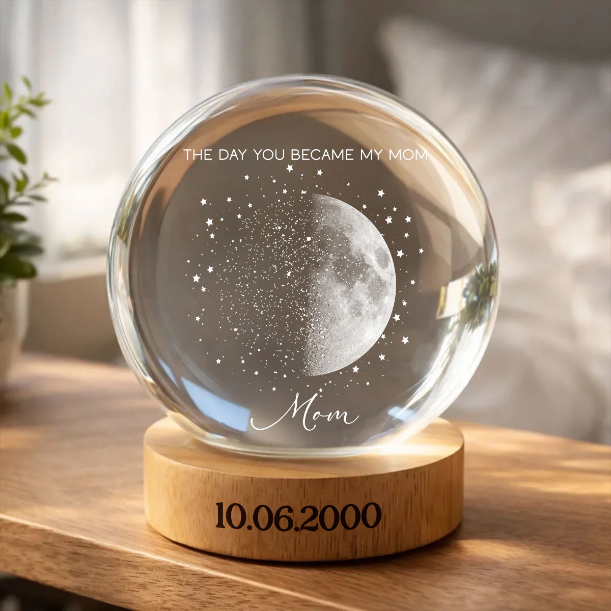 Custom Moon Phase and Star Map by Date - Personalized Crystal Ball LED Night Light - Mother's Day Gift for Mom, Wife - Image 5