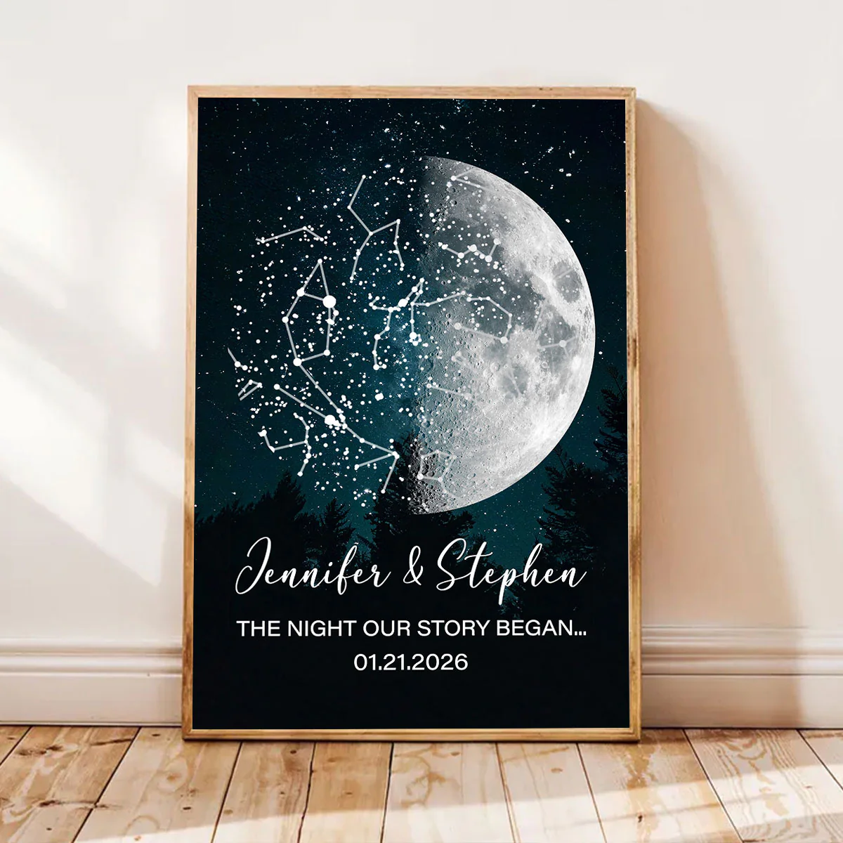 Custom Moon Phase & Star Map by Date - Personalized Poster - Heartfelt Anniversary Gift, Valentine's Day Gift for Her, for Him - Image 6