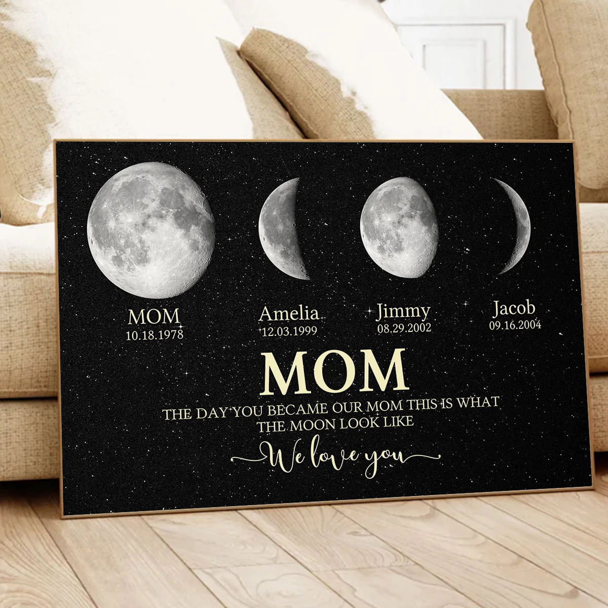 Custom Moon Phase with Kids Names, The Day You Became My Dad Mom - Personalized Poster - Gift for Dad, Mom - Image 5
