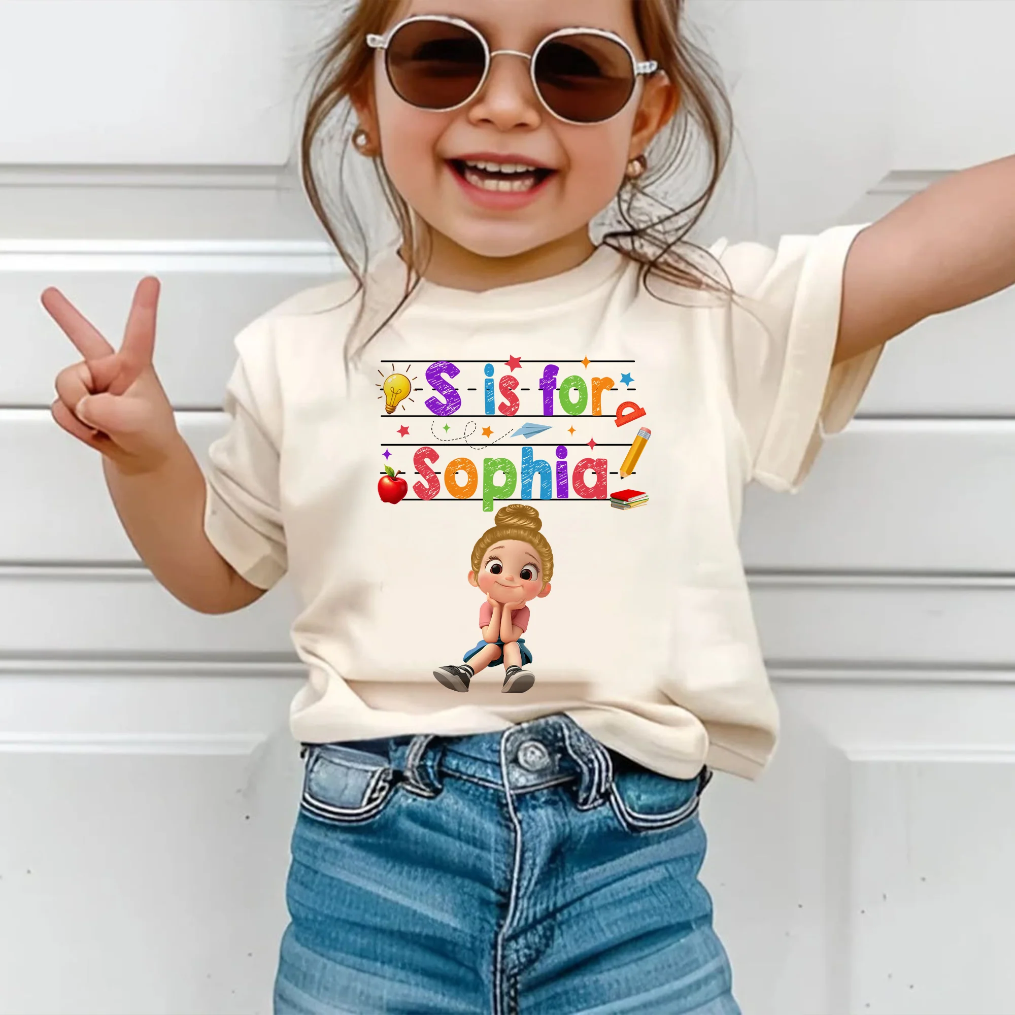 Custom Name  Back To School Kids Shirt, Personalized Alphabet Kids Shirt