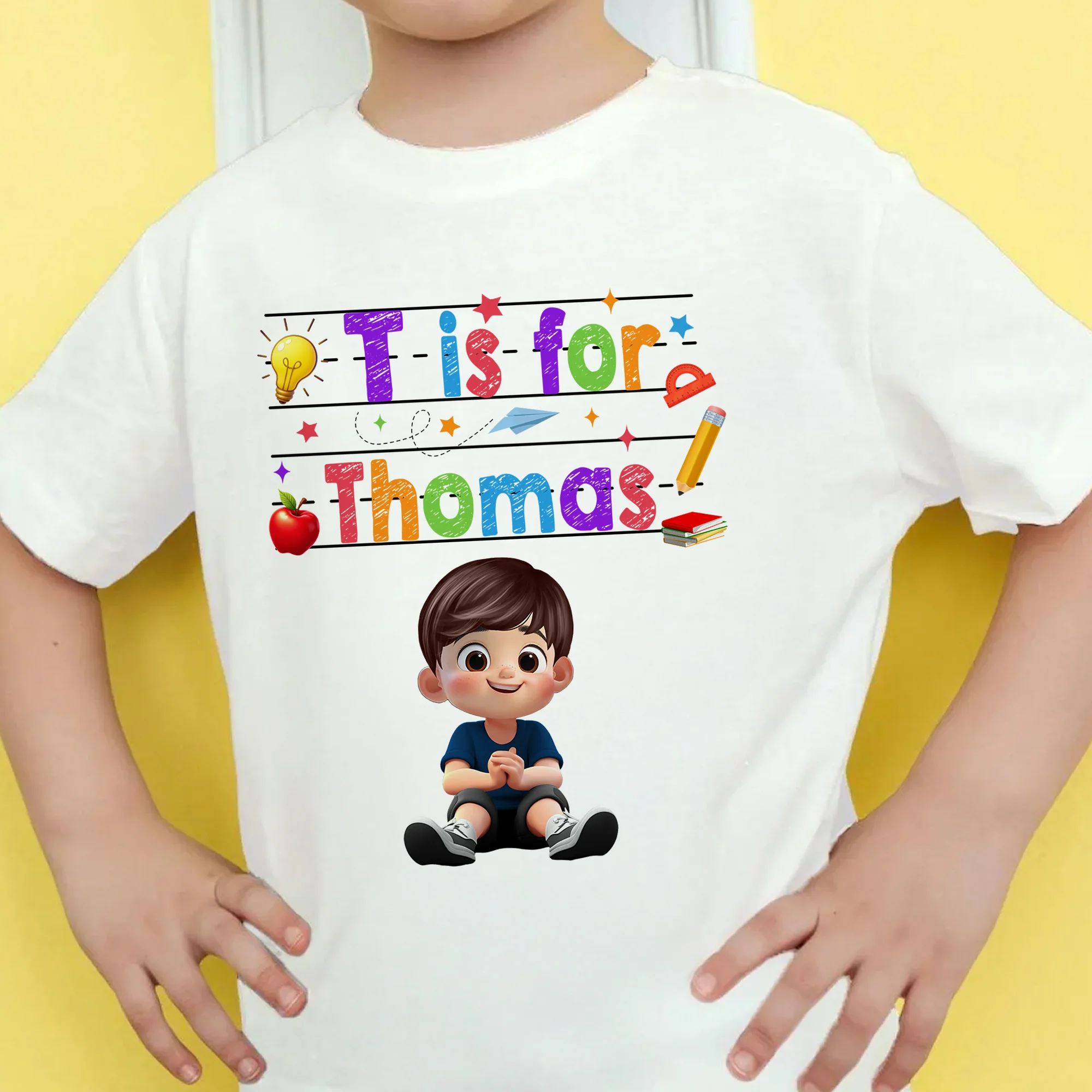 Custom Name  Back To School Kids Shirt, Personalized Alphabet Kids Shirt - Image 12