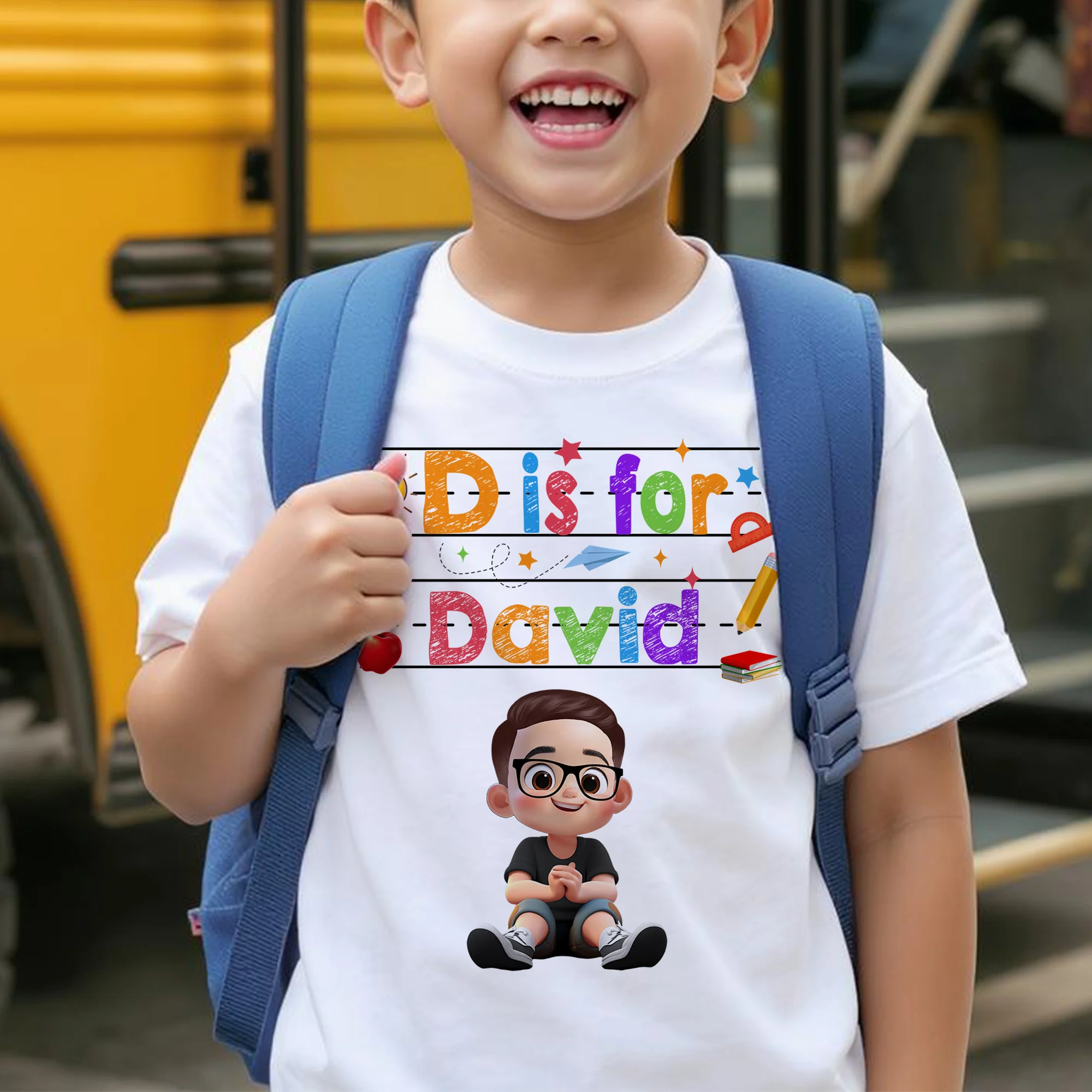 Custom Name  Back To School Kids Shirt, Personalized Alphabet Kids Shirt - Image 2