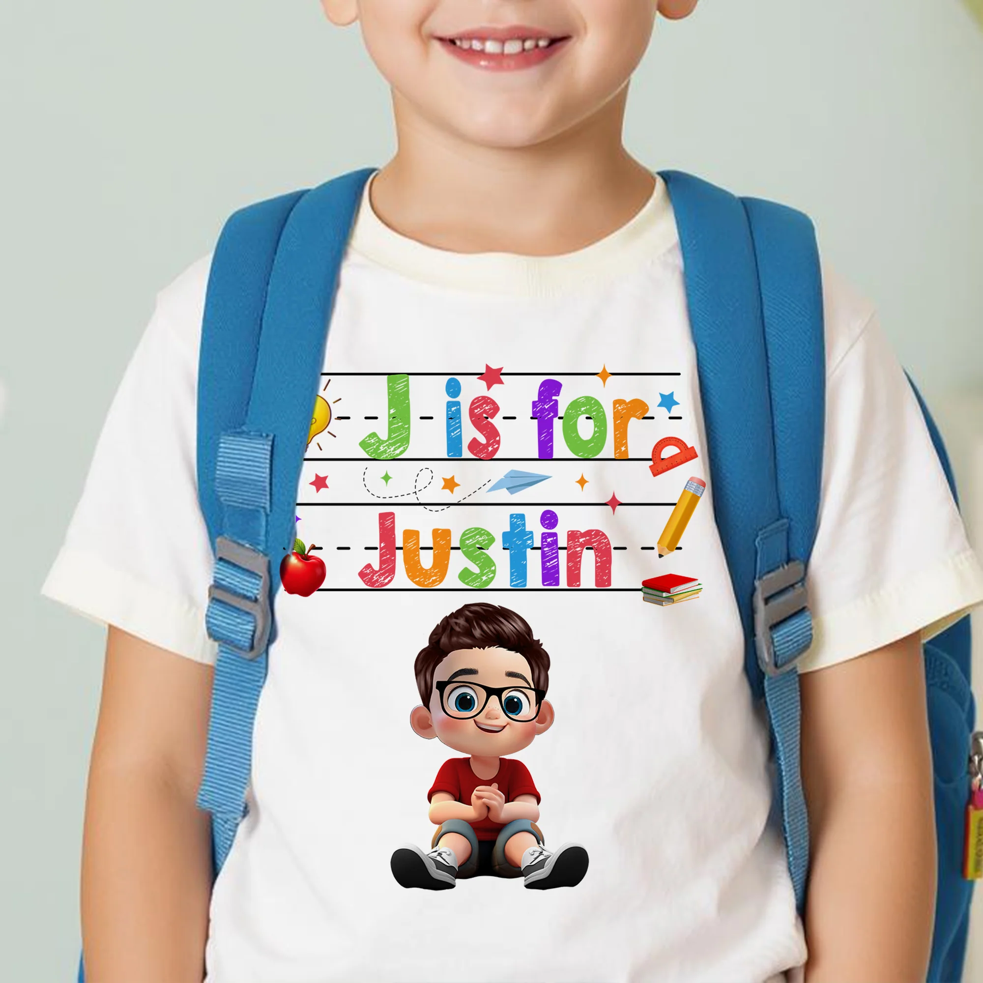 Custom Name  Back To School Kids Shirt, Personalized Alphabet Kids Shirt - Image 3