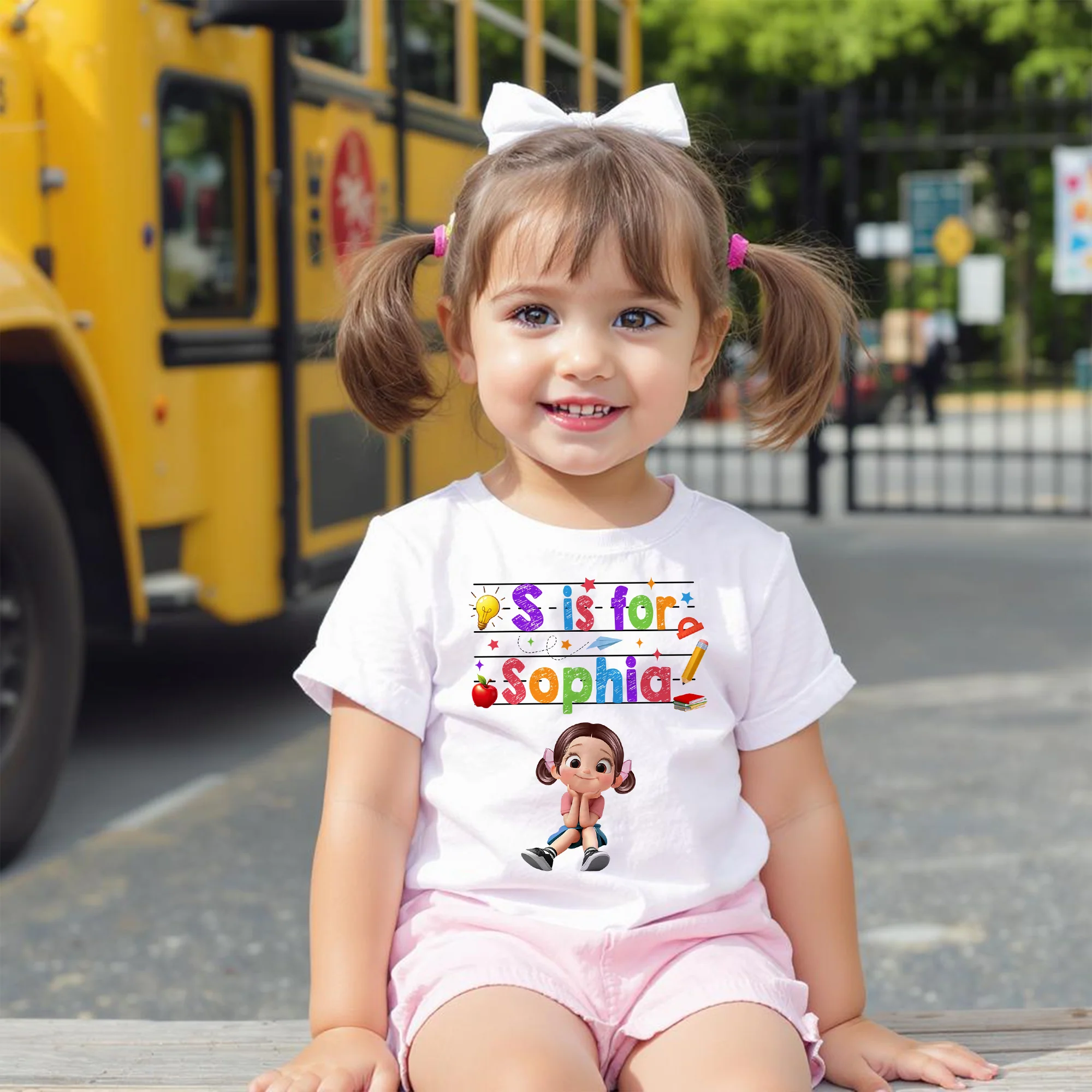 Custom Name  Back To School Kids Shirt, Personalized Alphabet Kids Shirt - Image 4