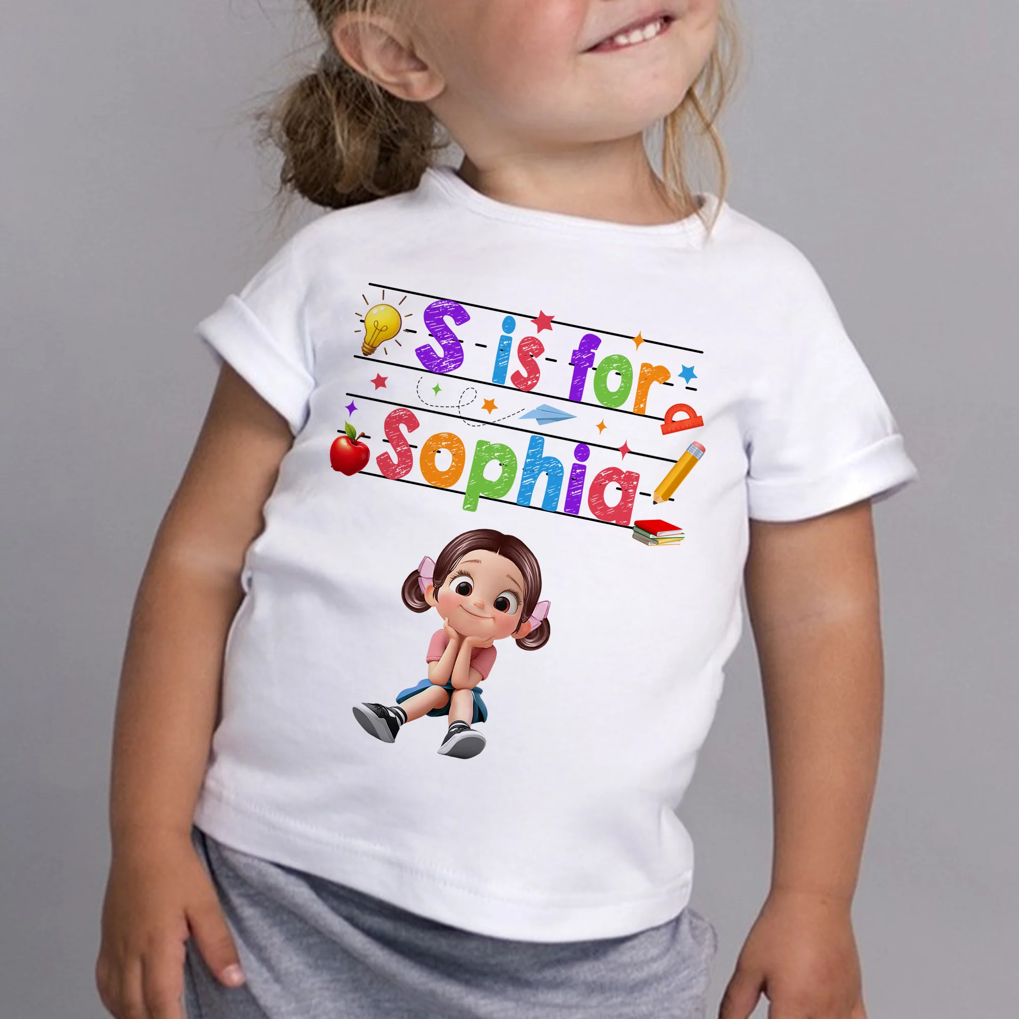 Custom Name  Back To School Kids Shirt, Personalized Alphabet Kids Shirt - Image 7