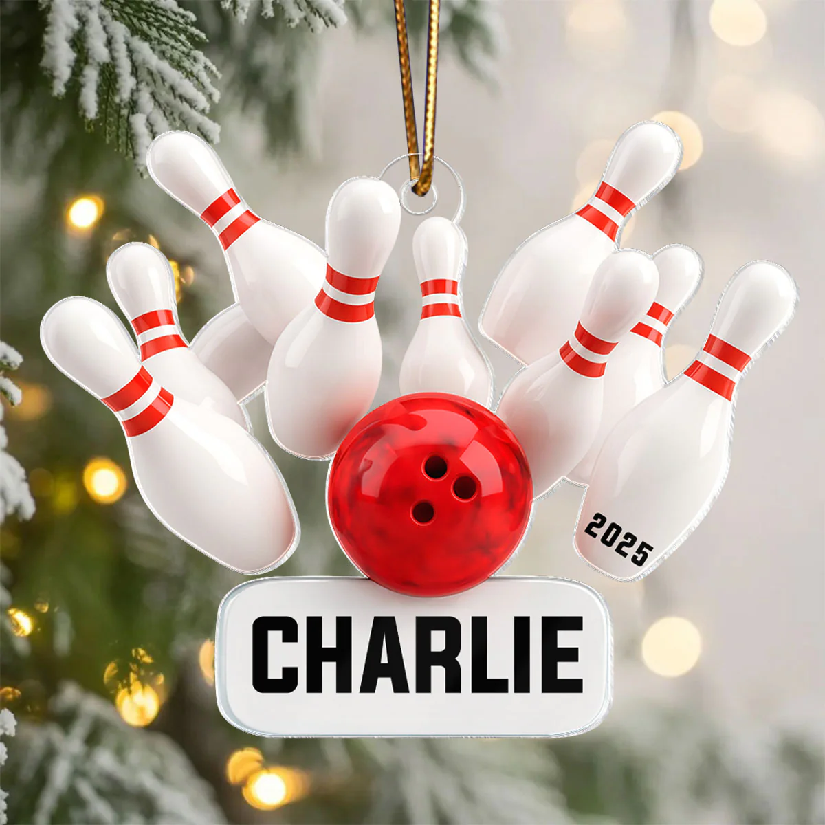Custom Name Bowling Strike - Personalized Acrylic Ornament - Christmas Gift for Bowler - Image 5