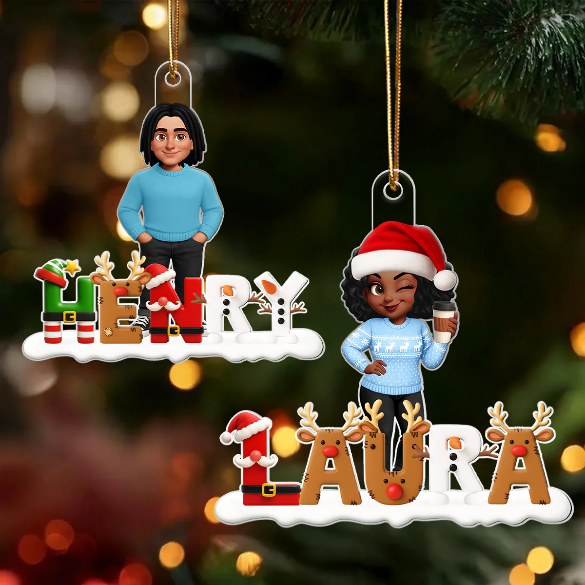 Custom Name Christmas Iconic Alphabet - Personalized Acrylic Ornament - Christmas Gift for Family, for Friends - Image 6