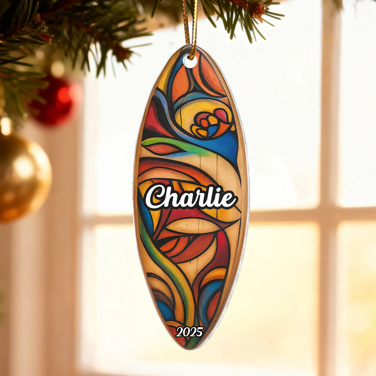 Custom Name Colorful Surfboard - Personalized Acrylic Ornament - Christmas Gift for Surfer - Image 4