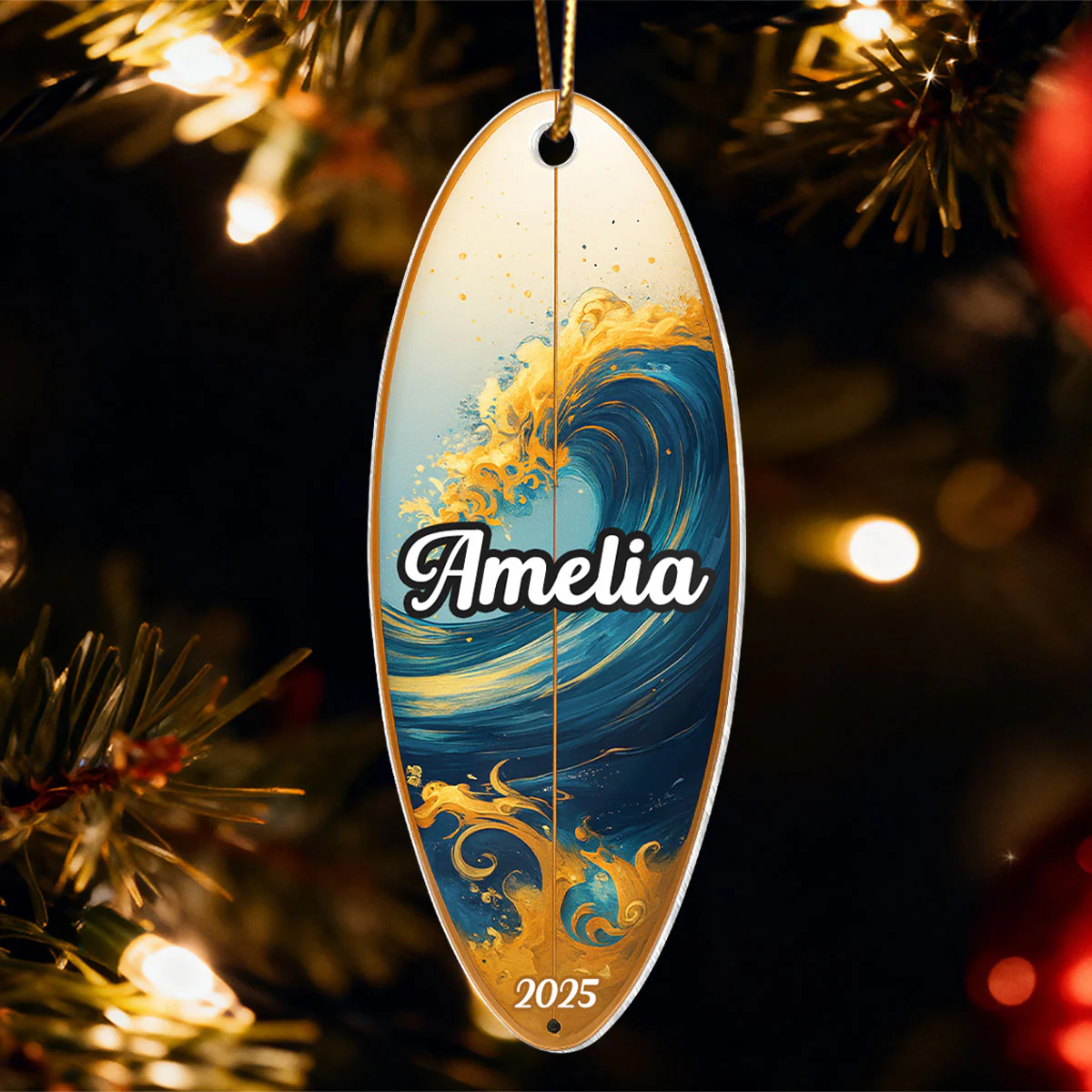 Custom Name Colorful Surfboard - Personalized Acrylic Ornament - Christmas Gift for Surfer - Image 6