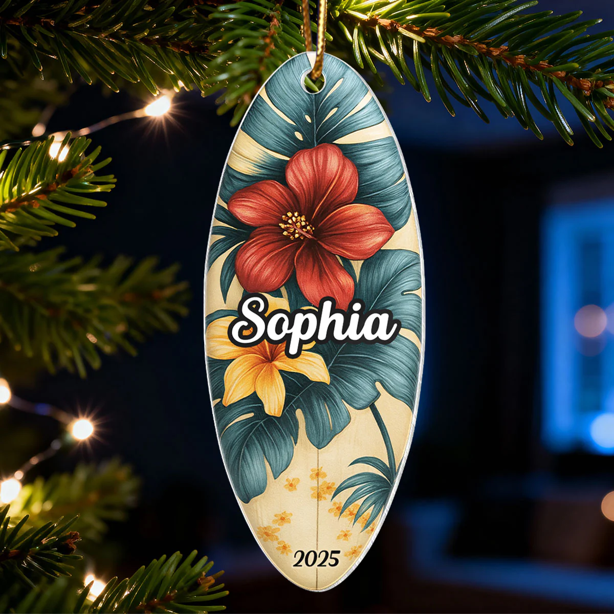 Custom Name Colorful Surfboard - Personalized Acrylic Ornament - Christmas Gift for Surfer - Image 7