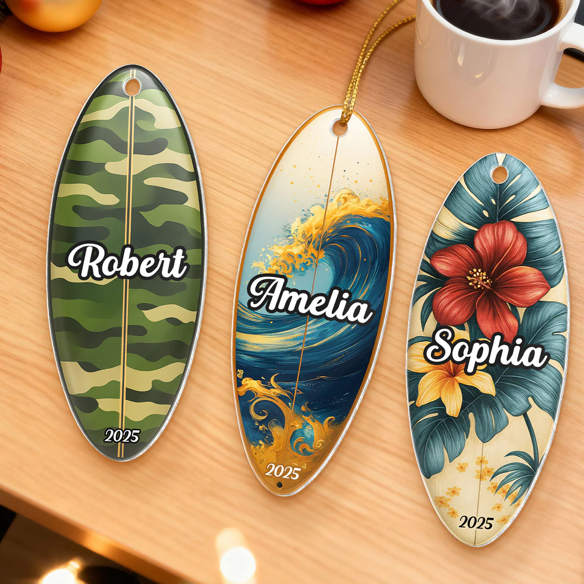 Custom Name Colorful Surfboard - Personalized Acrylic Ornament - Christmas Gift for Surfer - Image 8