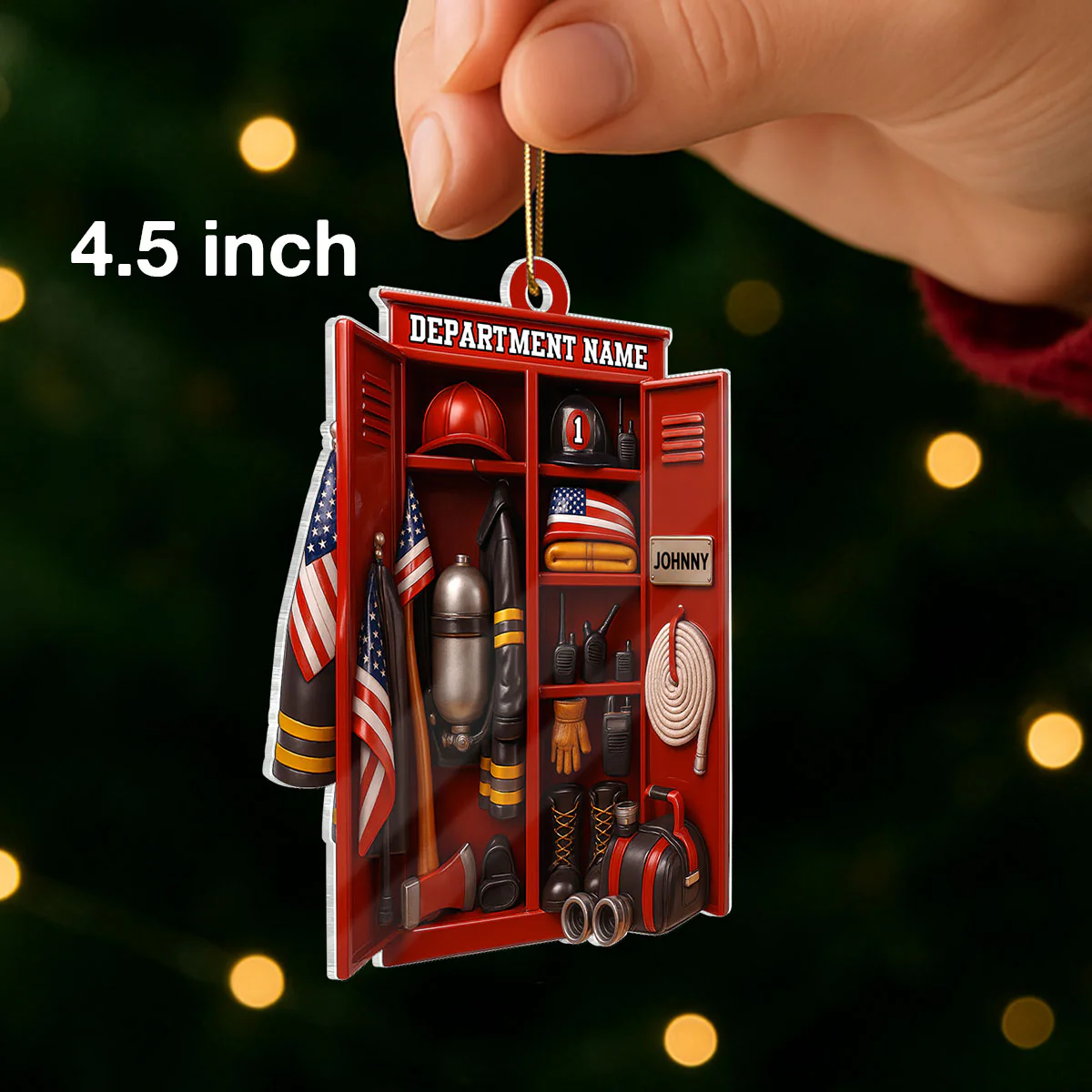 Custom Name & Department Firefighter Locker – Personalized Acrylic Ornament – Christmas Tree Decor for Firemen or First Responders - Image 2