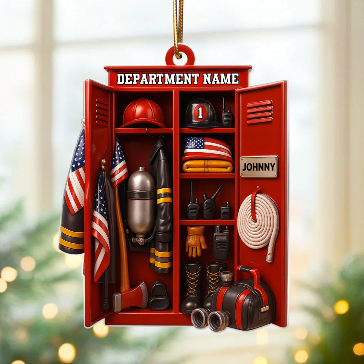 Custom Name & Department Firefighter Locker – Personalized Acrylic Ornament – Christmas Tree Decor for Firemen or First Responders - Image 5