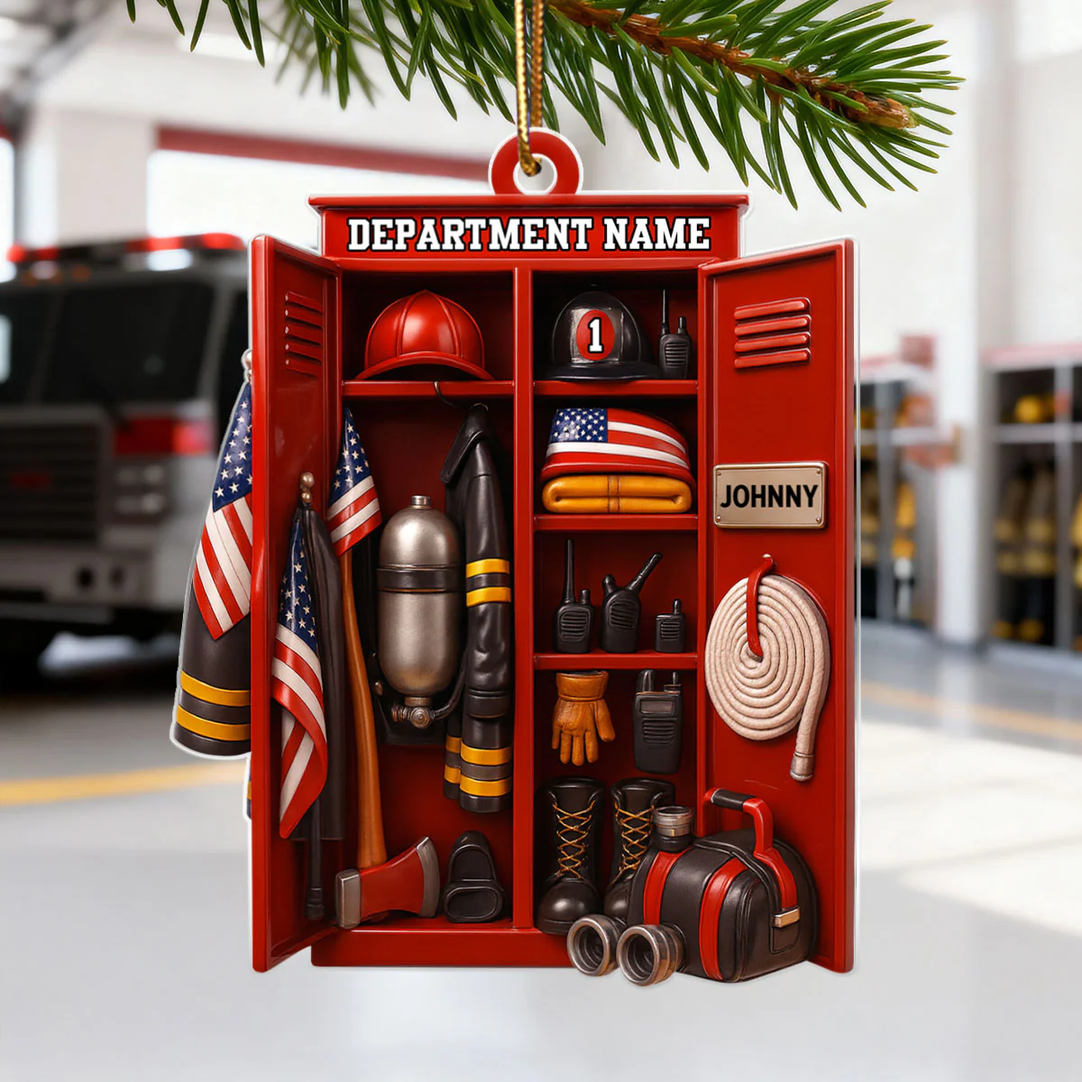 Custom Name & Department Firefighter Locker – Personalized Acrylic Ornament – Christmas Tree Decor for Firemen or First Responders - Image 7