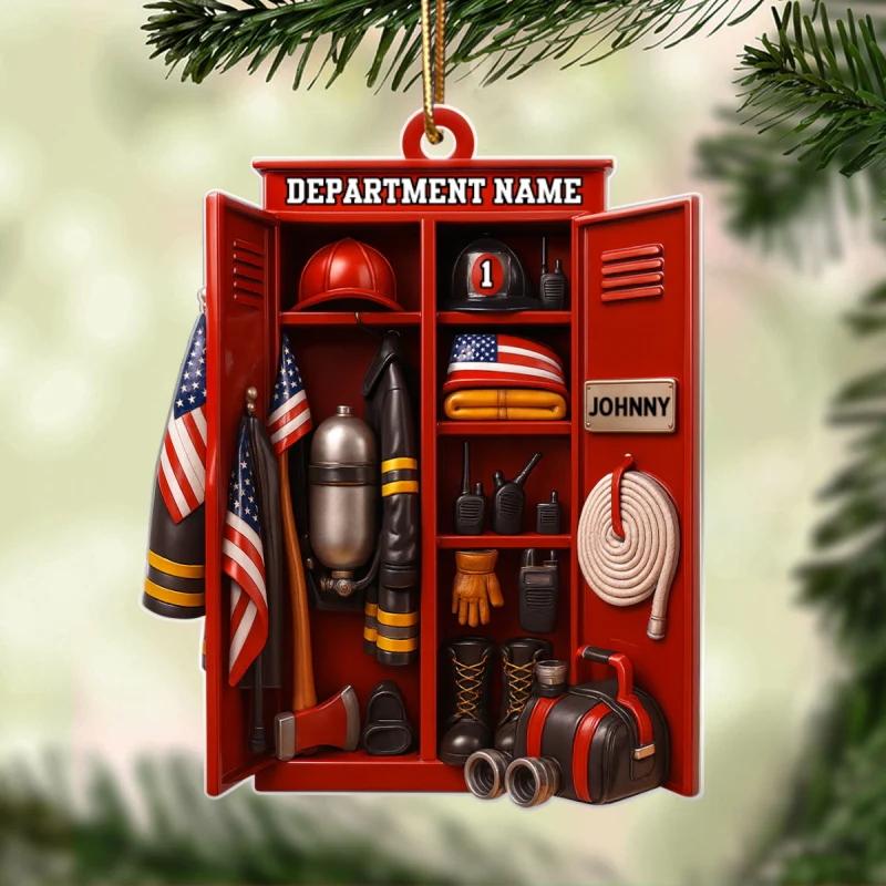 Custom Name & Department Firefighter Locker – Personalized Acrylic Ornament – Christmas Tree Decor for Firemen or First Responders - Image 9